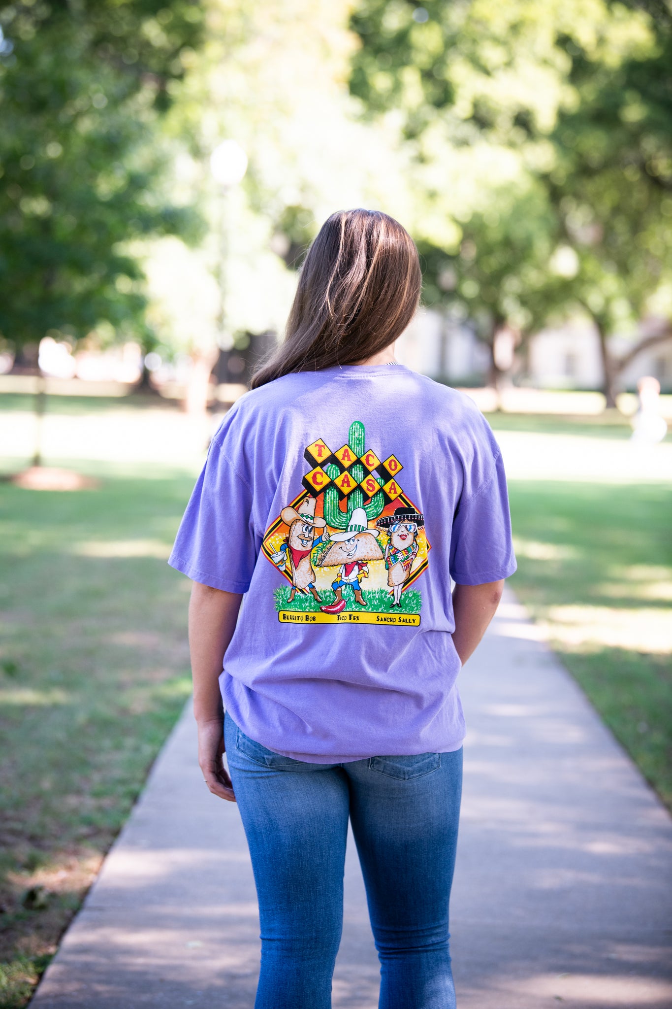 Taco Casa Character T-shirt - Purple – Taco Casa Tuscaloosa